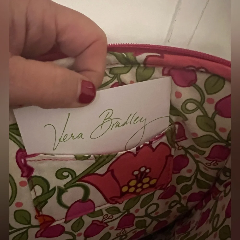 Vera Bradley Pink and Green Floral Quilted Pouch